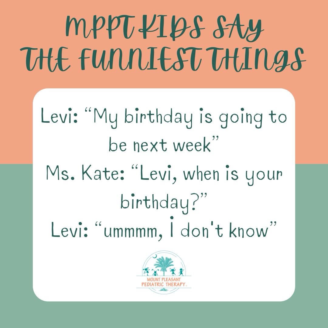 🤣 MPPT KIDS SAY THE FUNNIEST THINGS 😜

Happy Wednesday! Here’s a little funny quote from some of our funny friends to get you through the week. These funny quotes will always be remembered in our clinic. 

#funnykidquotes #kidssaythefunniestthings