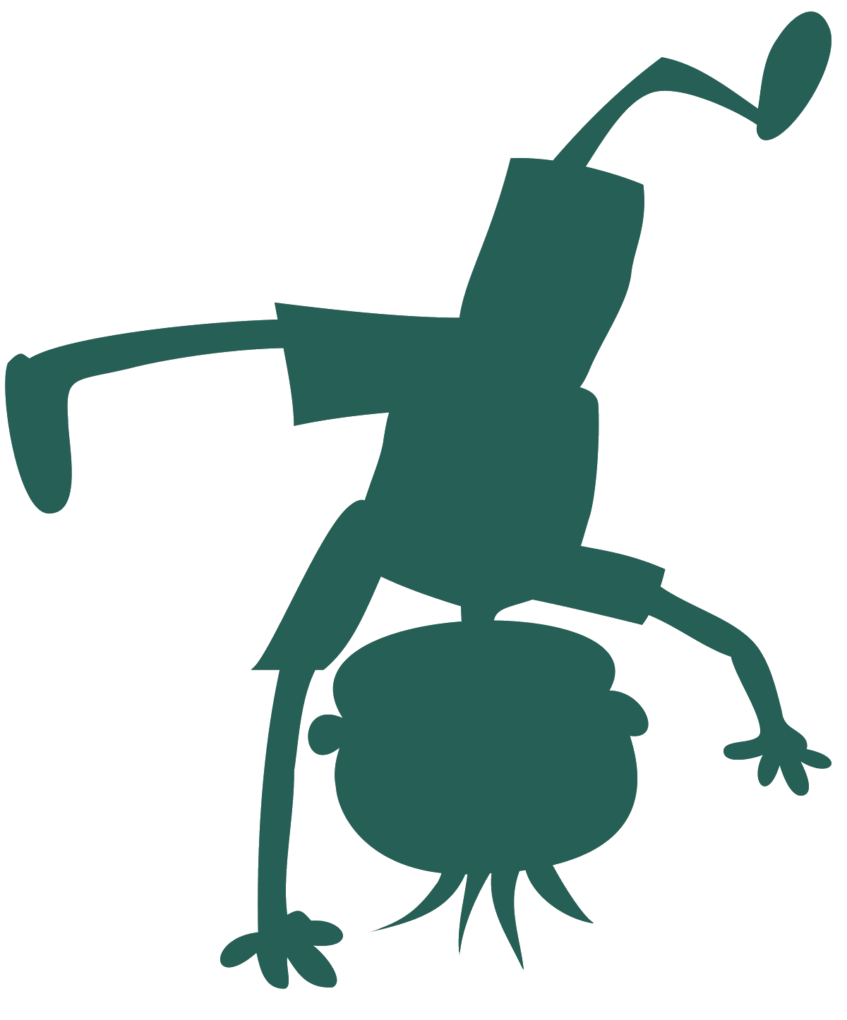 Silhouette of child doing a handstand.