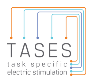 Logo for TASES, focusing on electric stimulation.