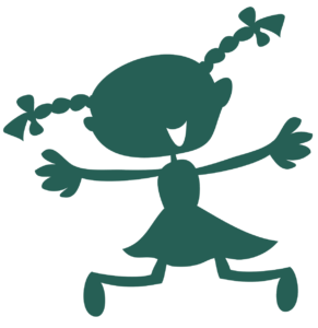Silhouette of a joyful girl jumping.